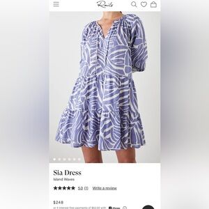 Rails “Sia” Babydoll Tiered Mini Dress in the Island Waves print. NWOT